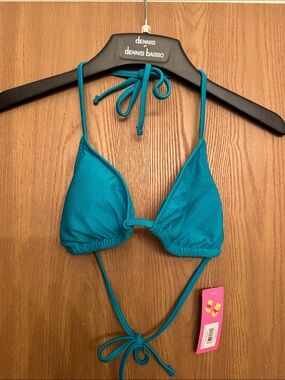 Dennis Basso Teal Triangle Bikini Top